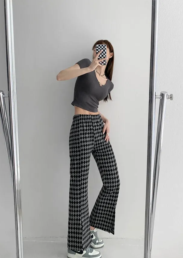 Checkmate Checkerboard front split pants