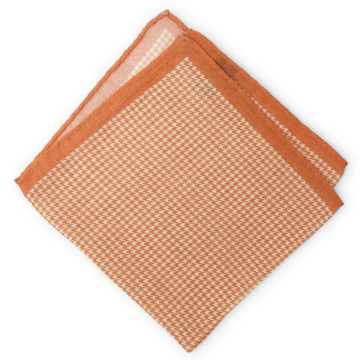 Checks: Silk/Wool Pocket Square - Orange