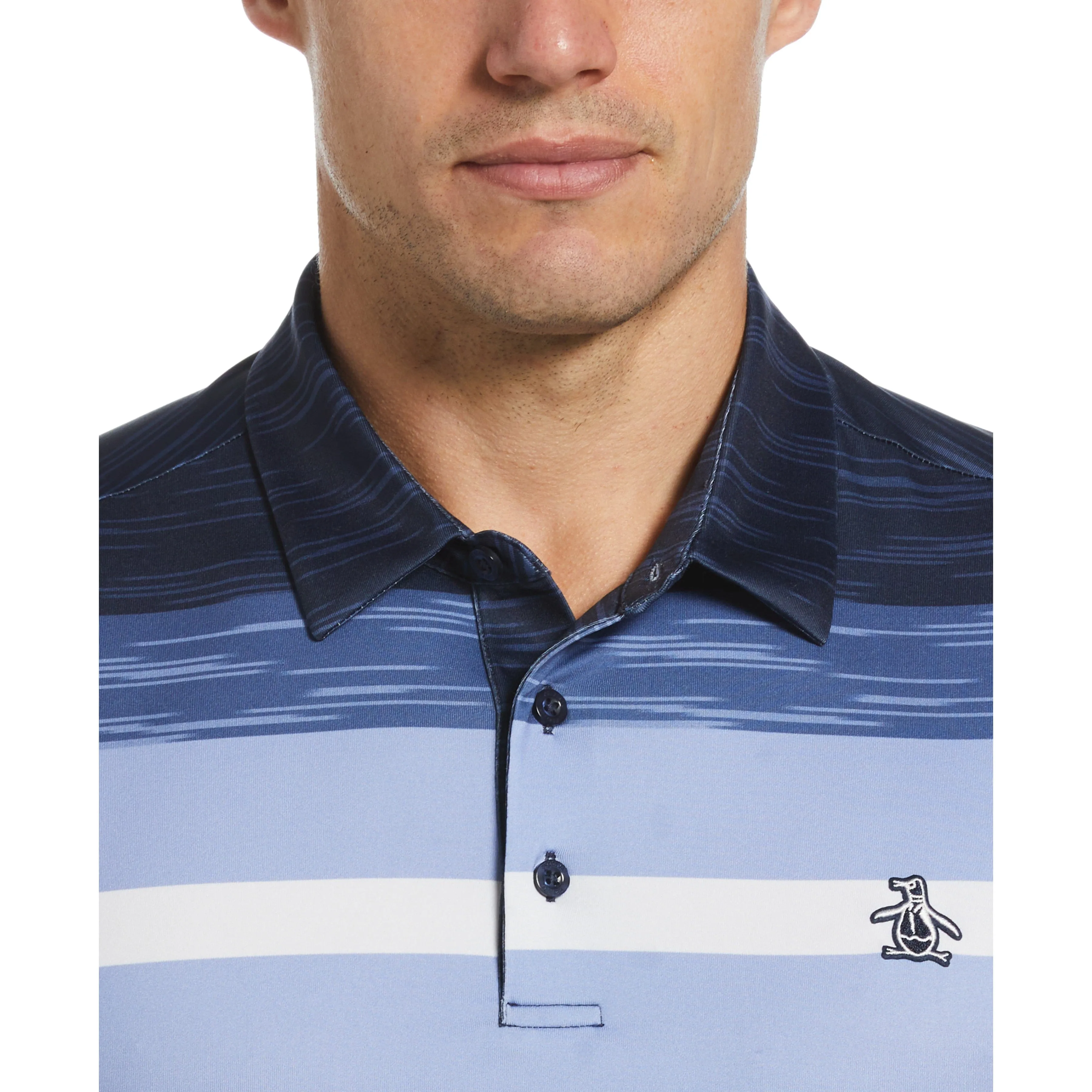 Color Block Engineered Marl Stripe Golf Polo