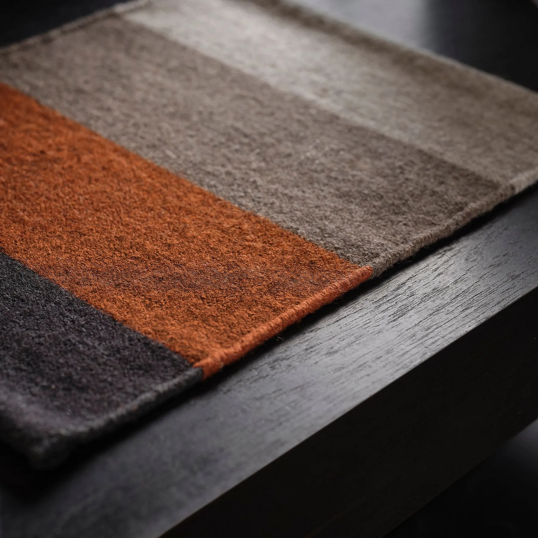 Color Blocked Wool Placemat - Black Marle/Ochre/Flint