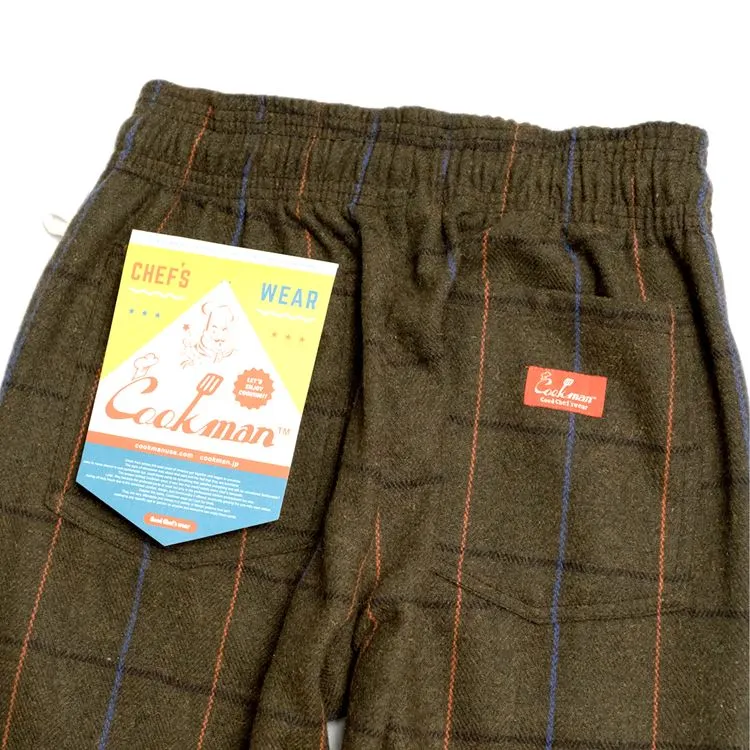 Cookman Chef Pants - Wool Mix Plaid : Olive Green