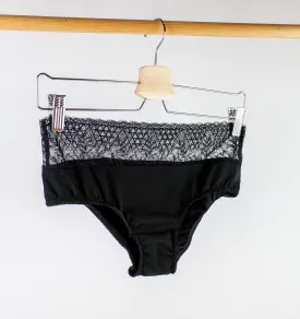 Cotton & lace knicker [Black]