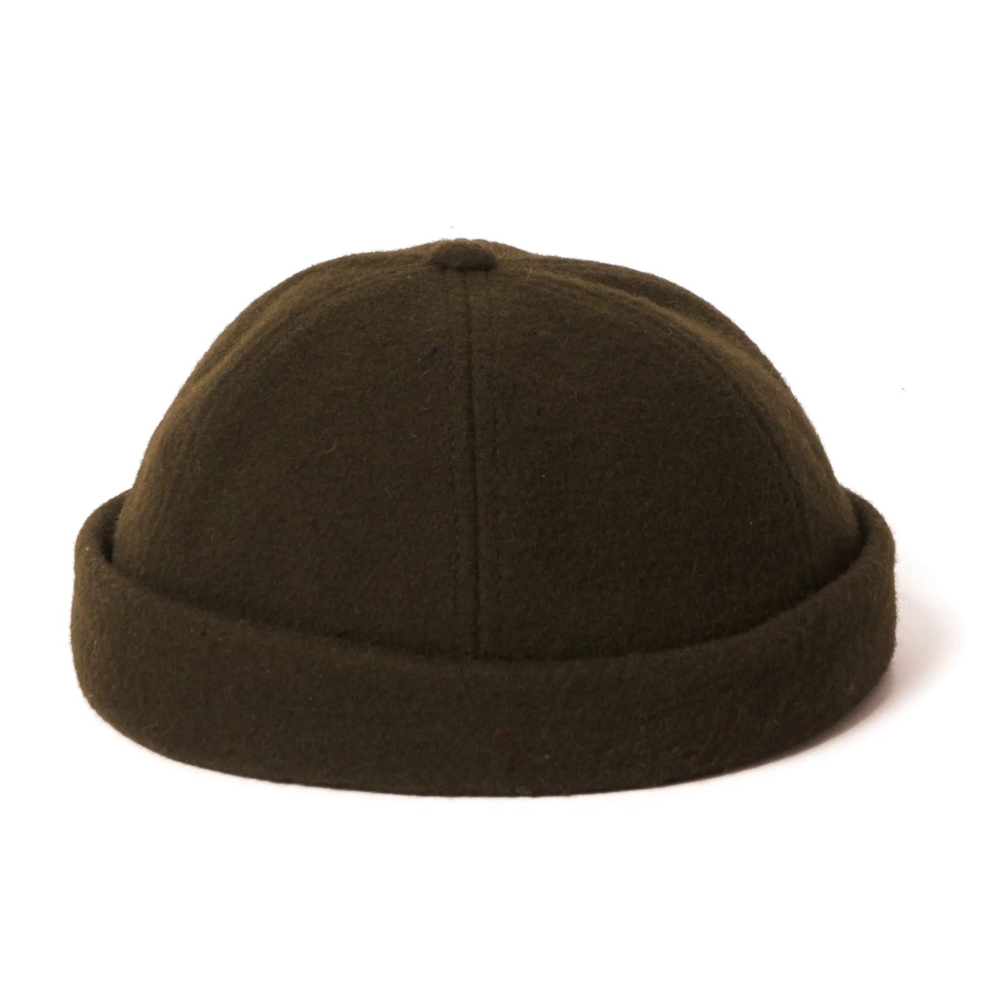 Crown Cap 1-011F Melton Wool Beanie Cap - Loden