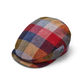 Donegal Tweed Flat Cap | Extended Peak |  Red Navy Check | City Sport