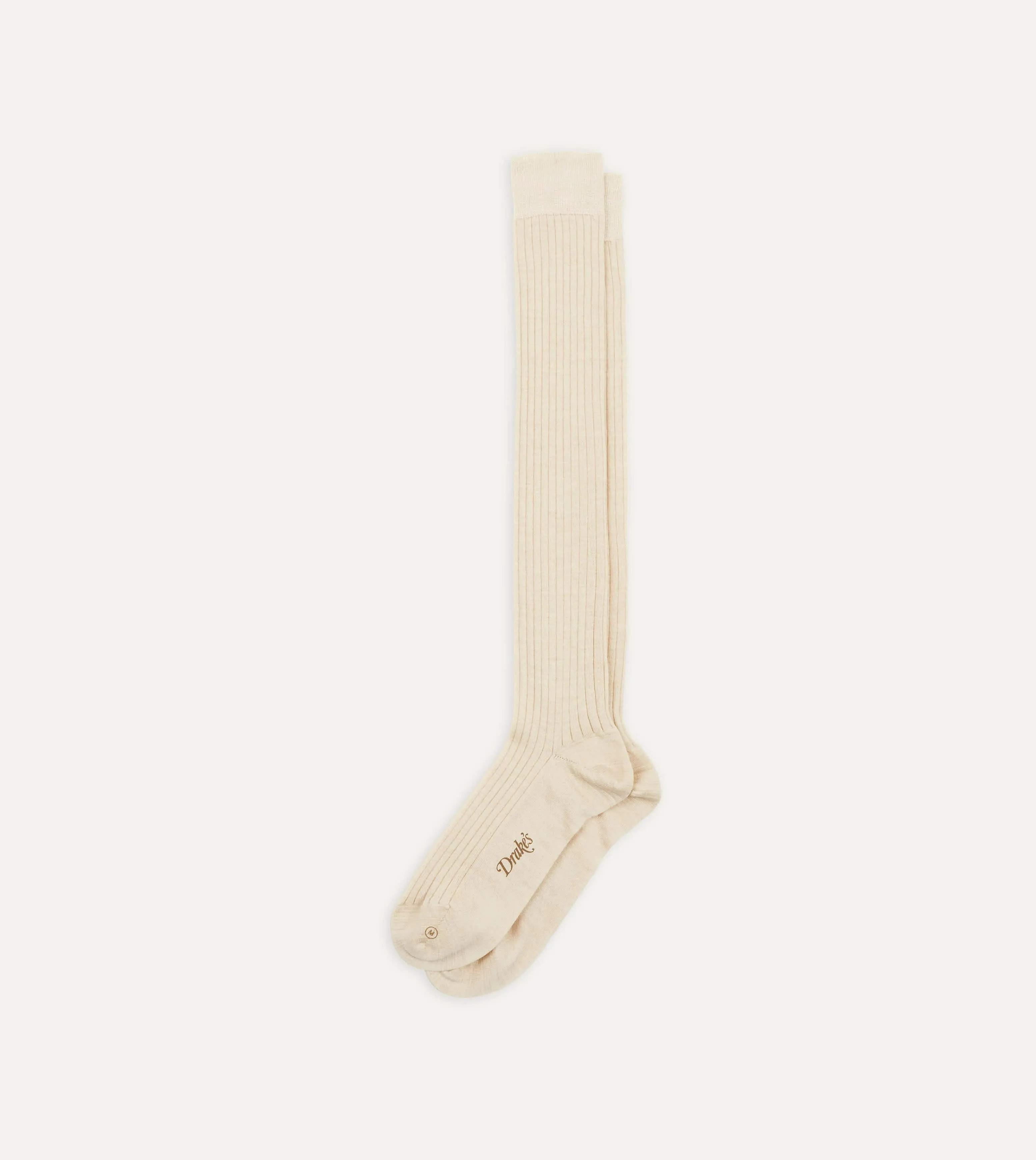 Ecru Wool Over-the-Calf Socks