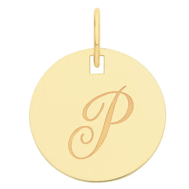 Engraved Gold Initial Pendant