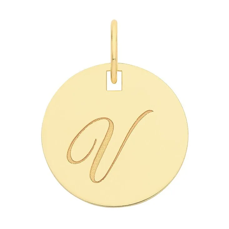 Engraved Gold Initial Pendant