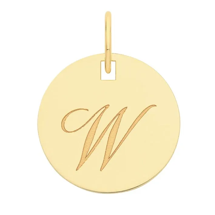 Engraved Gold Initial Pendant