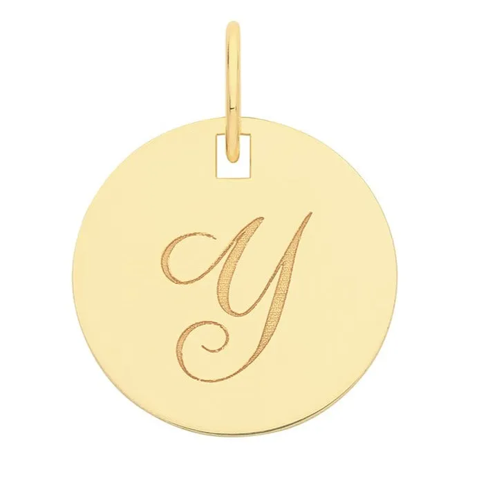 Engraved Gold Initial Pendant