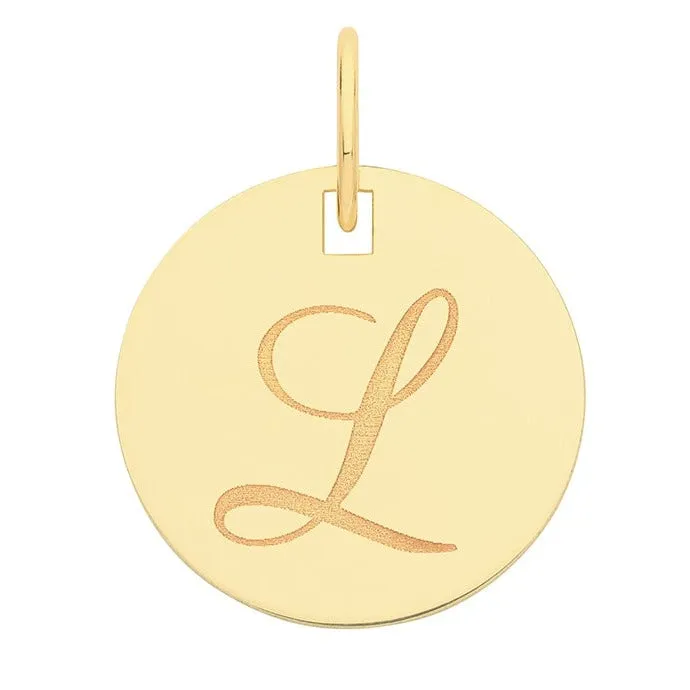 Engraved Gold Initial Pendant