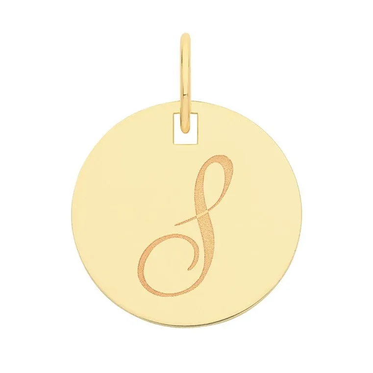 Engraved Gold Initial Pendant