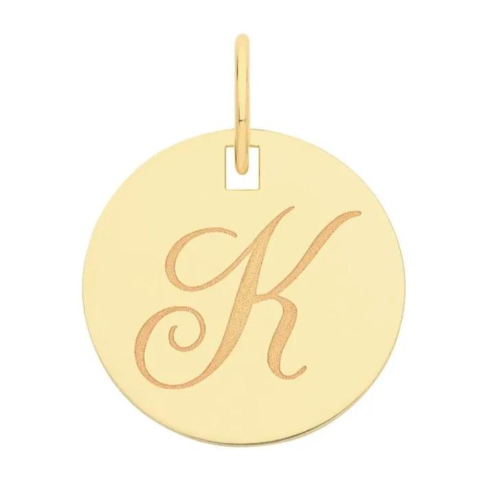 Engraved Gold Initial Pendant