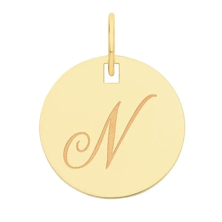 Engraved Gold Initial Pendant