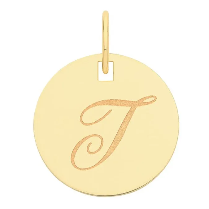 Engraved Gold Initial Pendant