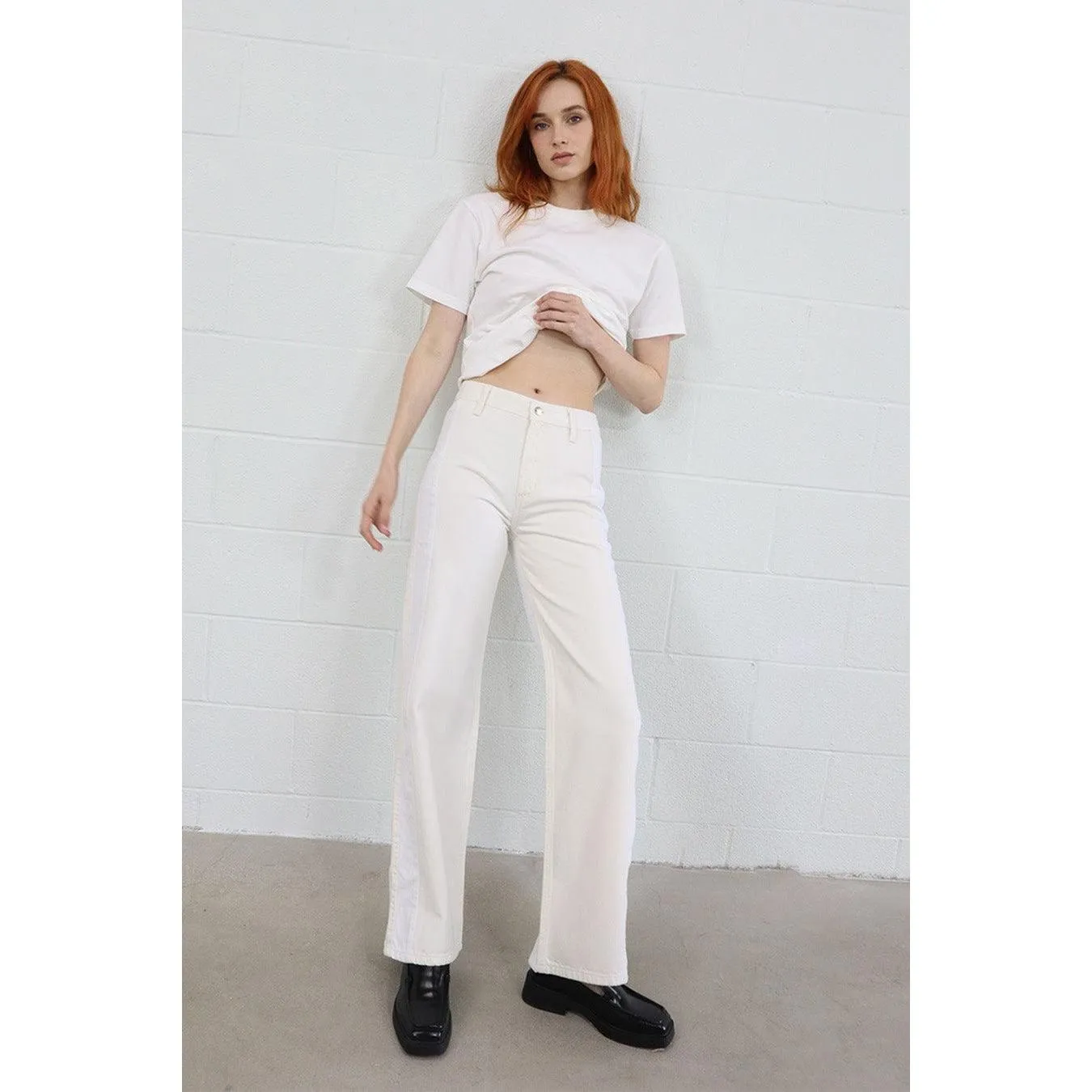 Etica Dayton Two Tone Trouser White