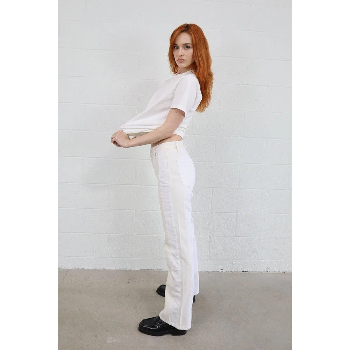 Etica Dayton Two Tone Trouser White