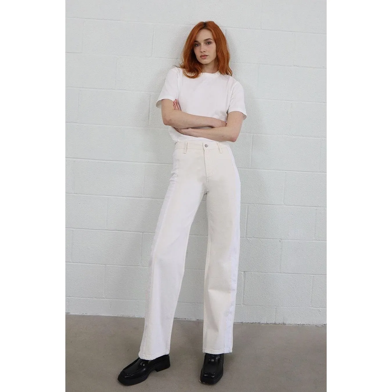 Etica Dayton Two Tone Trouser White