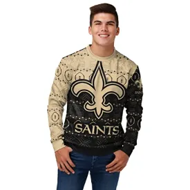 FOCO Men's NFL Printed Primary Logo Lightweight Holiday Sweater, New Orleans Saints, Medium