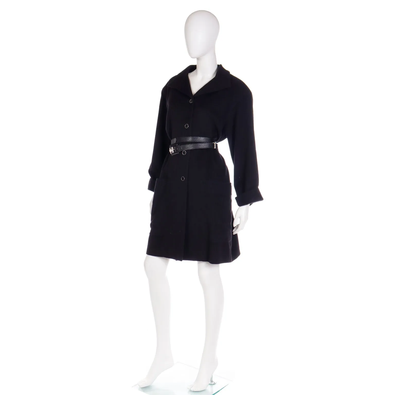 F/W 1987 Gianni Versace Wool Coat With Branded Leather Belt