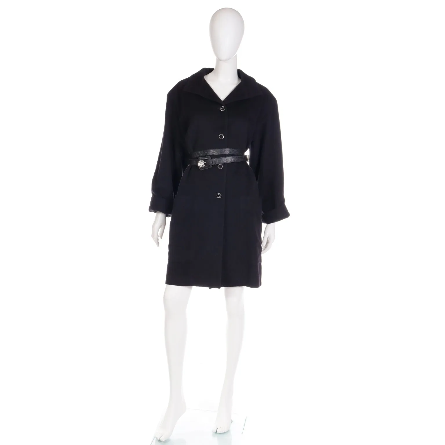 F/W 1987 Gianni Versace Wool Coat With Branded Leather Belt