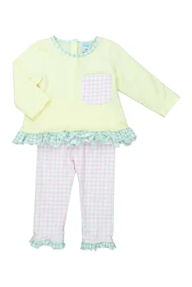 Girls Color Block PJ Pants Set