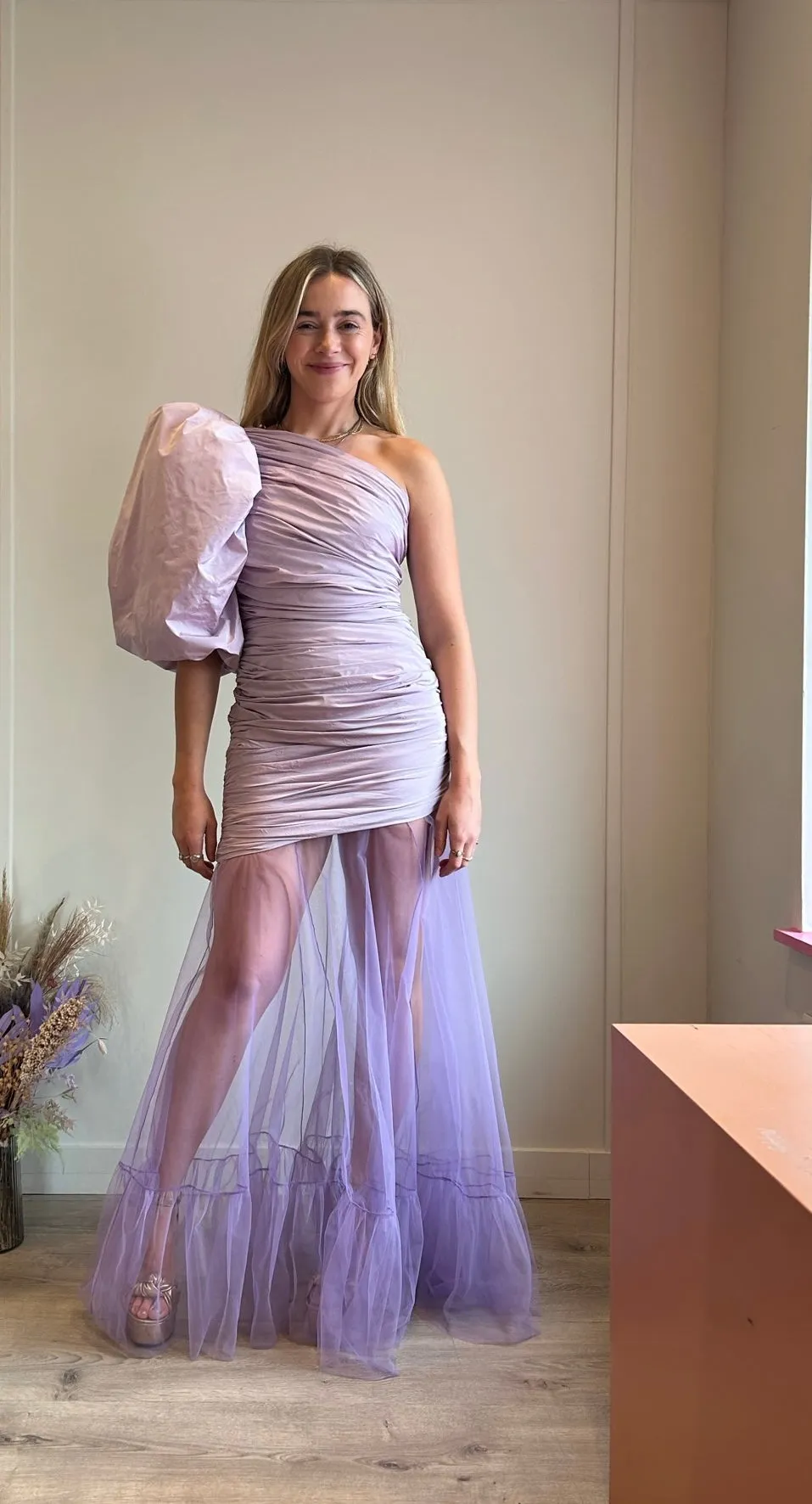 Giuseppe Di Morabito Lilac Gown With Pleated Taffeta