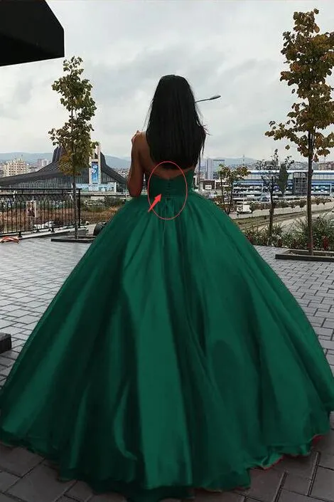 Green ball gown organza green puffy prom dress SA1573