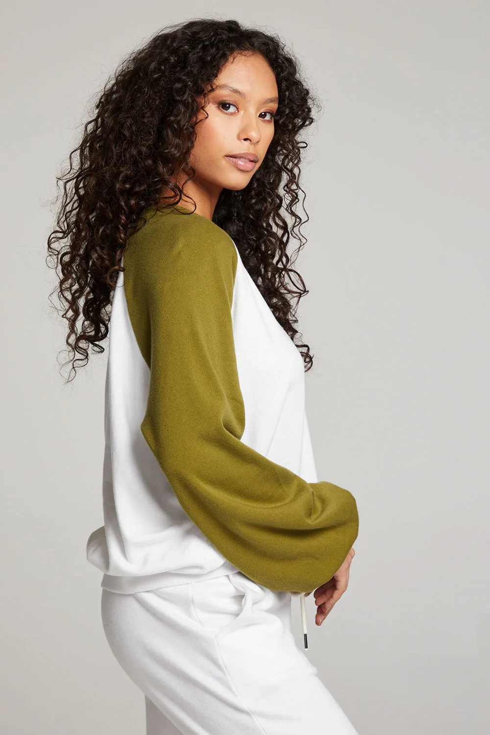 Hannah Sand Color Block V Neck Pullover