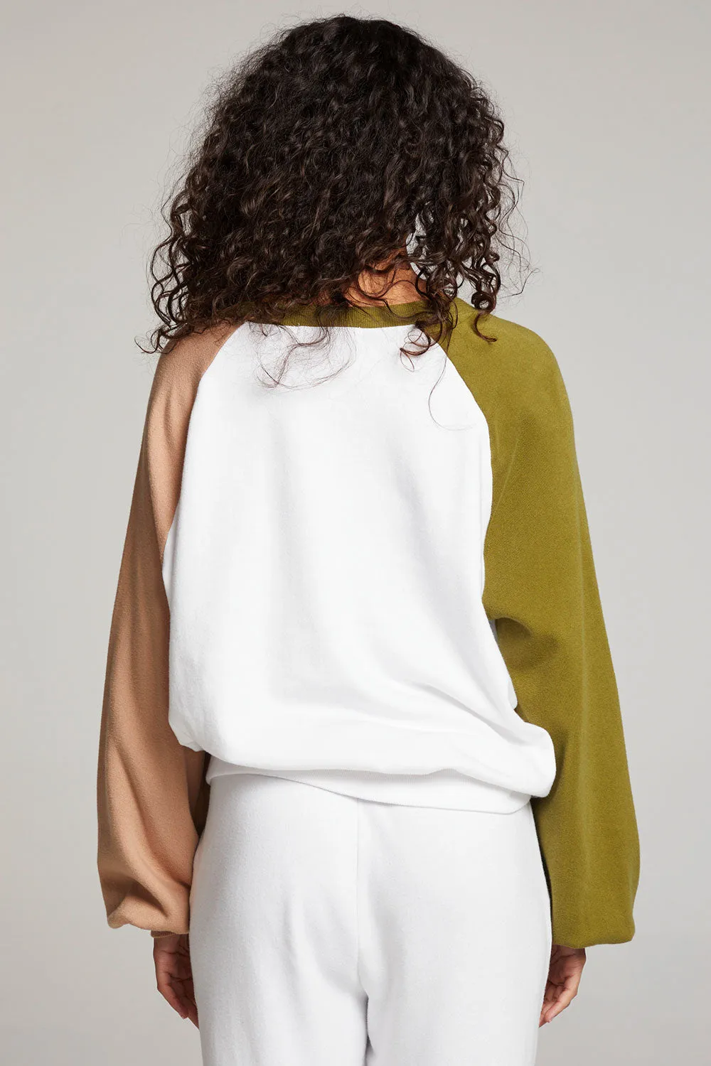 Hannah Sand Color Block V Neck Pullover