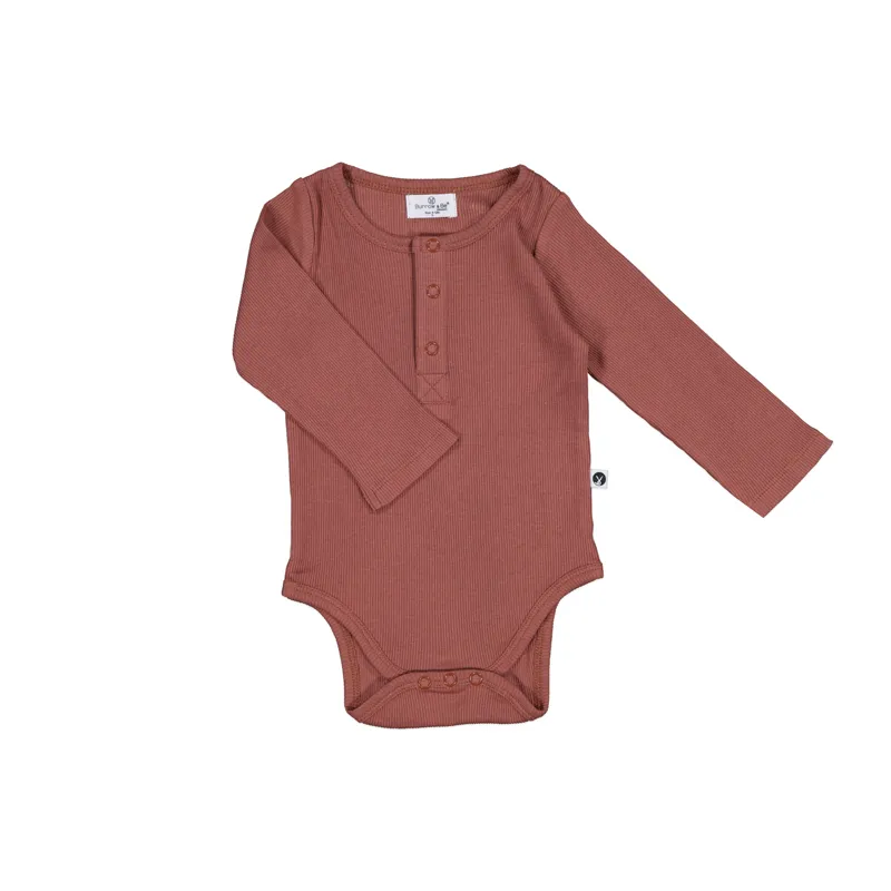 Henley Rib Bodysuit - Clay