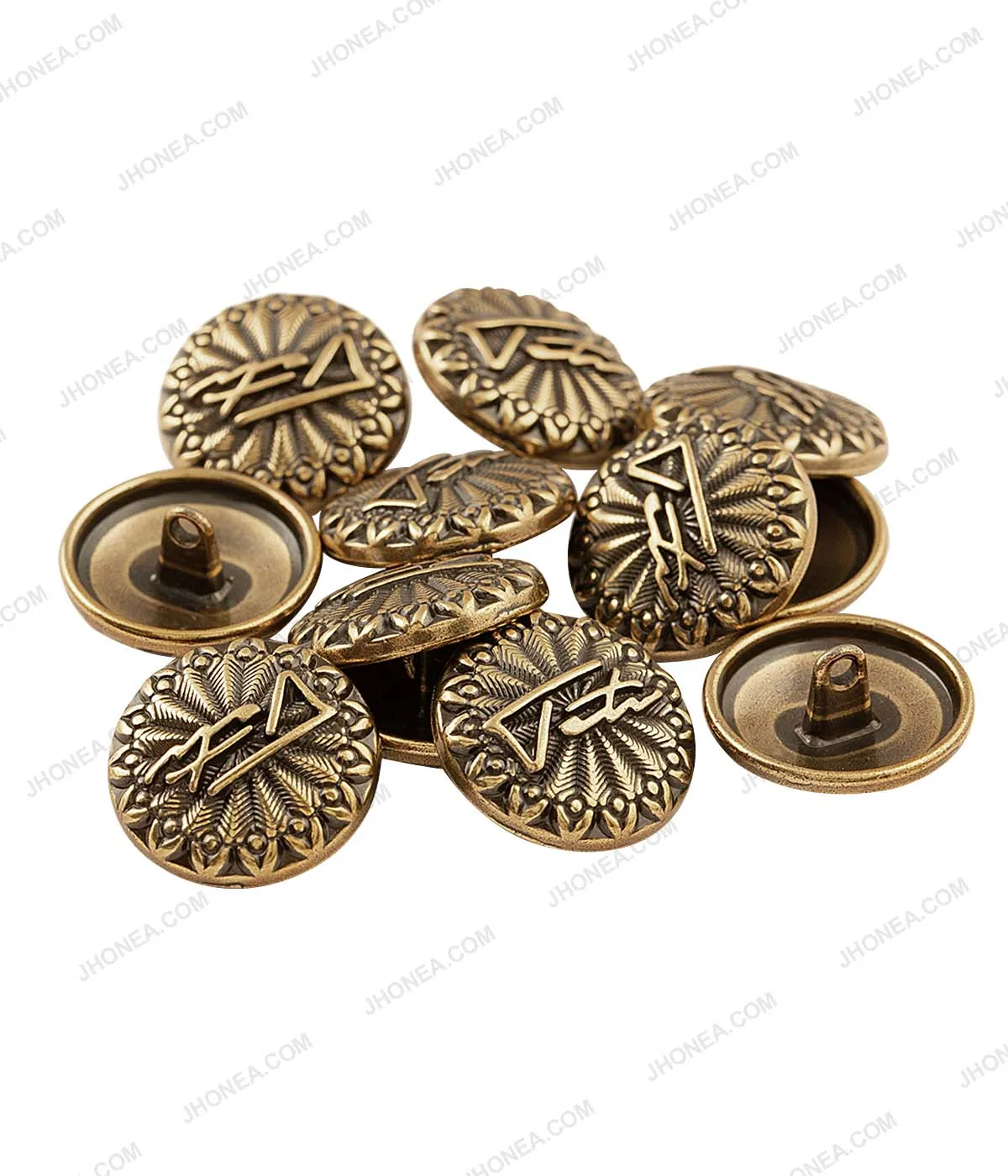 Antique Gold Metal Buttons in Indo-Western Style for Jackets