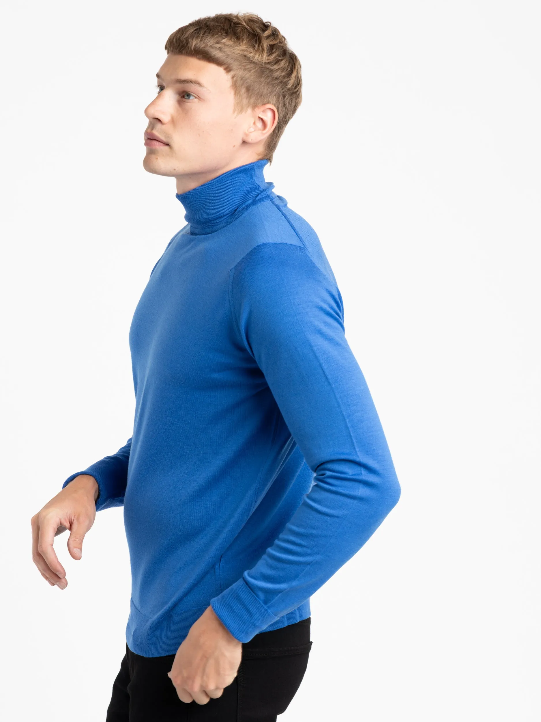 Jay Blue Wool Richards Roll-neck