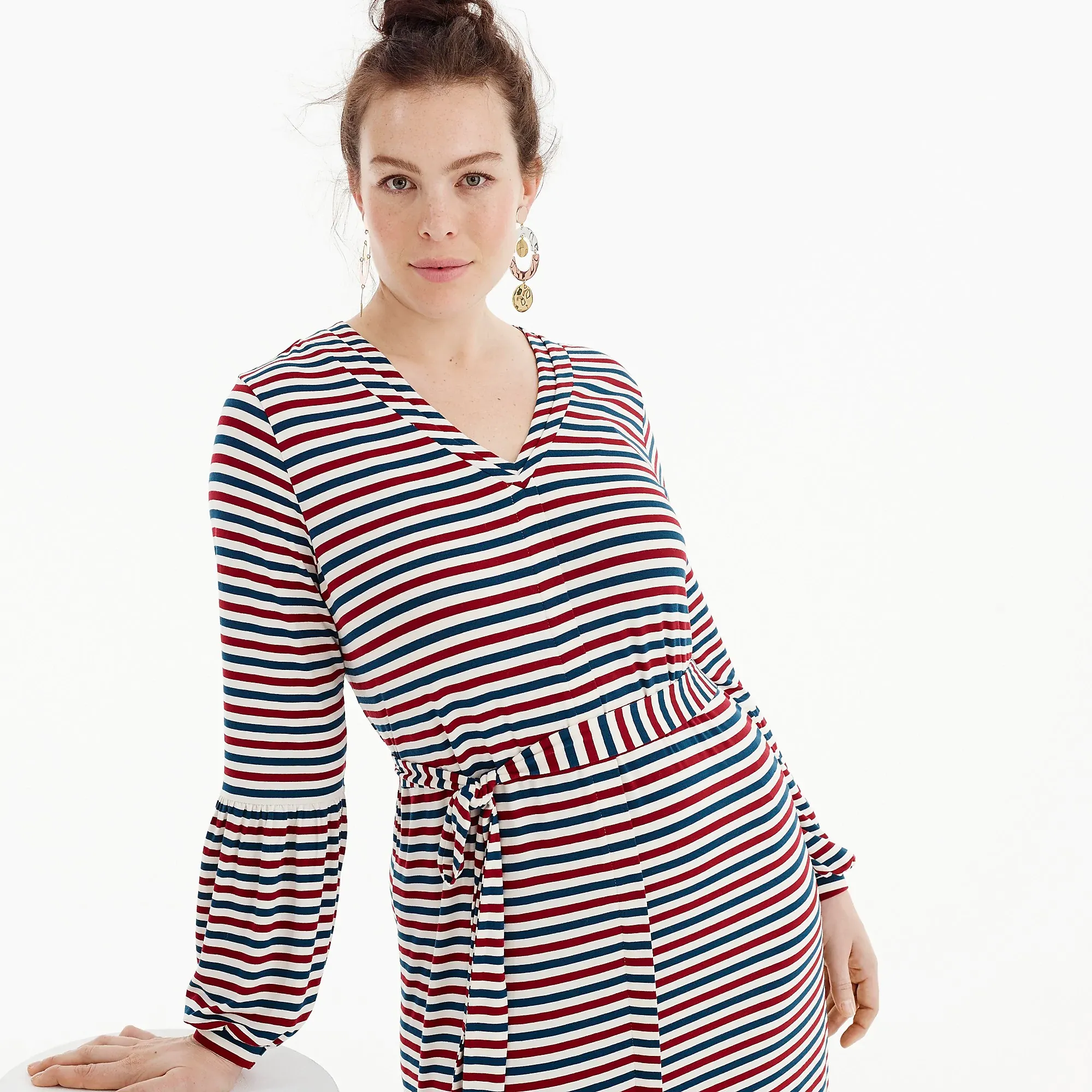 J.crew Universal Standard for J.Crew jersey long-sleeve maxi dress in stripe