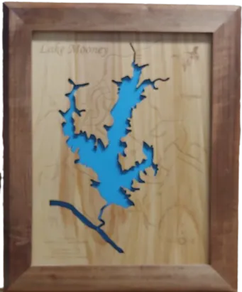 Lake Mooney, Virginia - Laser Cut Wood Map