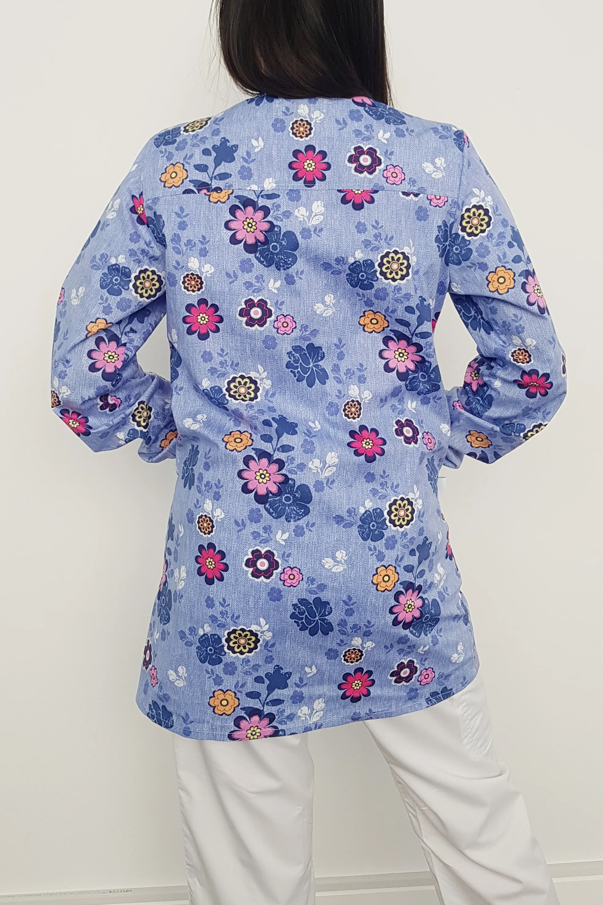 Lavender Floral Printed Scrub Jacket