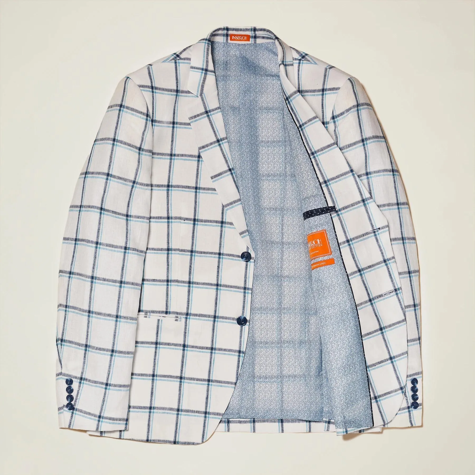 Linen Yarn Dye Off White Check Suit