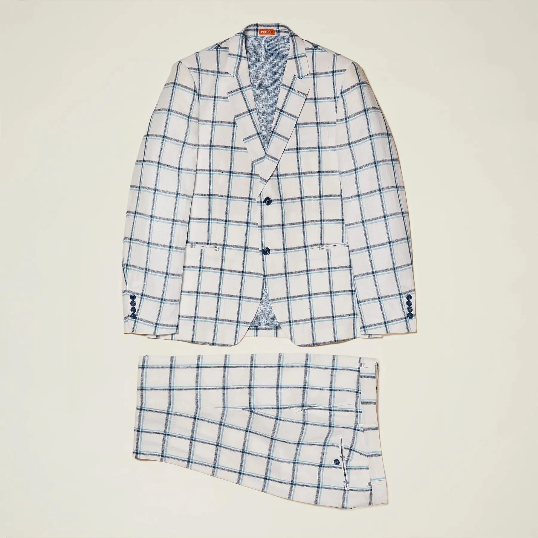 Linen Yarn Dye Off White Check Suit