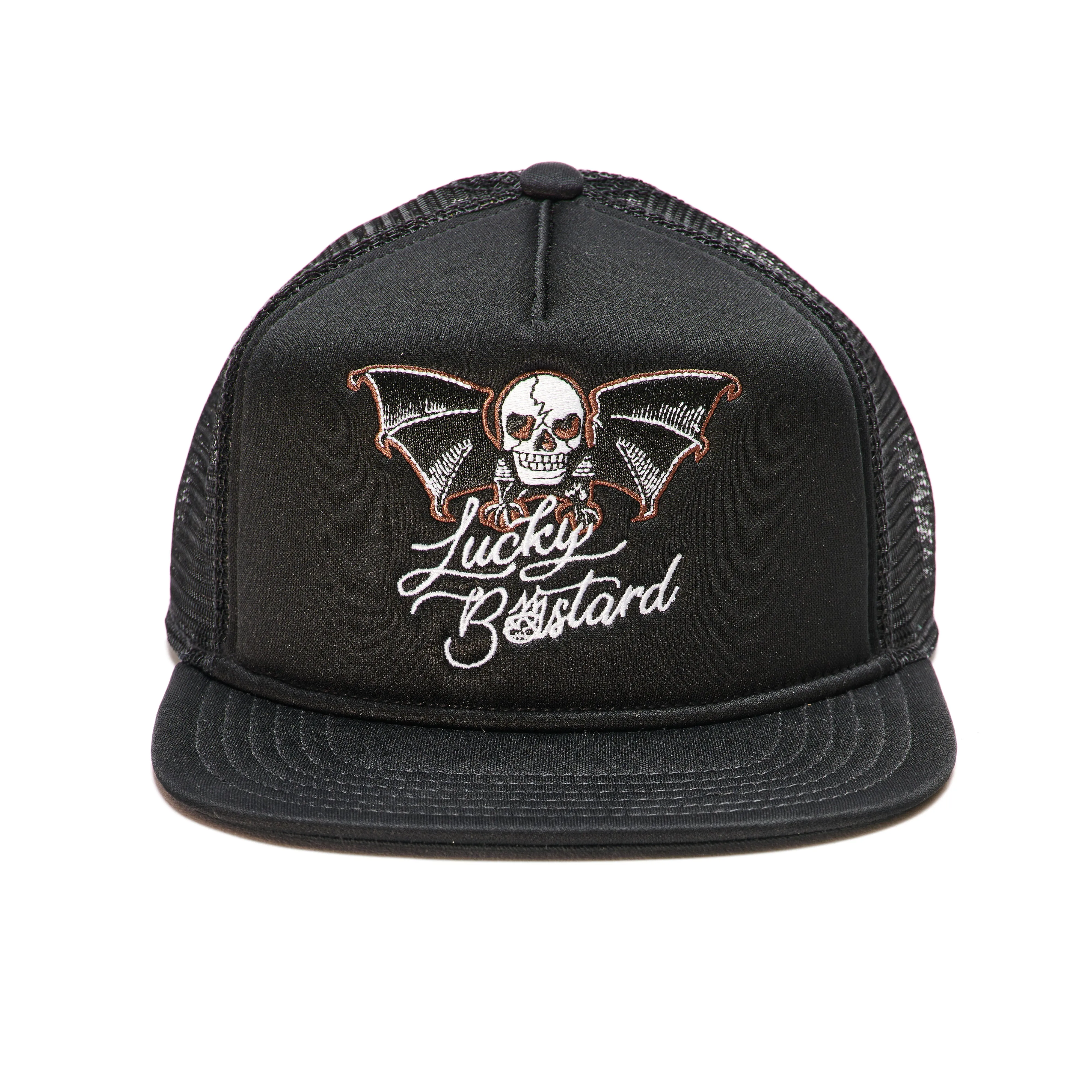 LUCKY BASTARD TRUCKER HAT IN BLACK