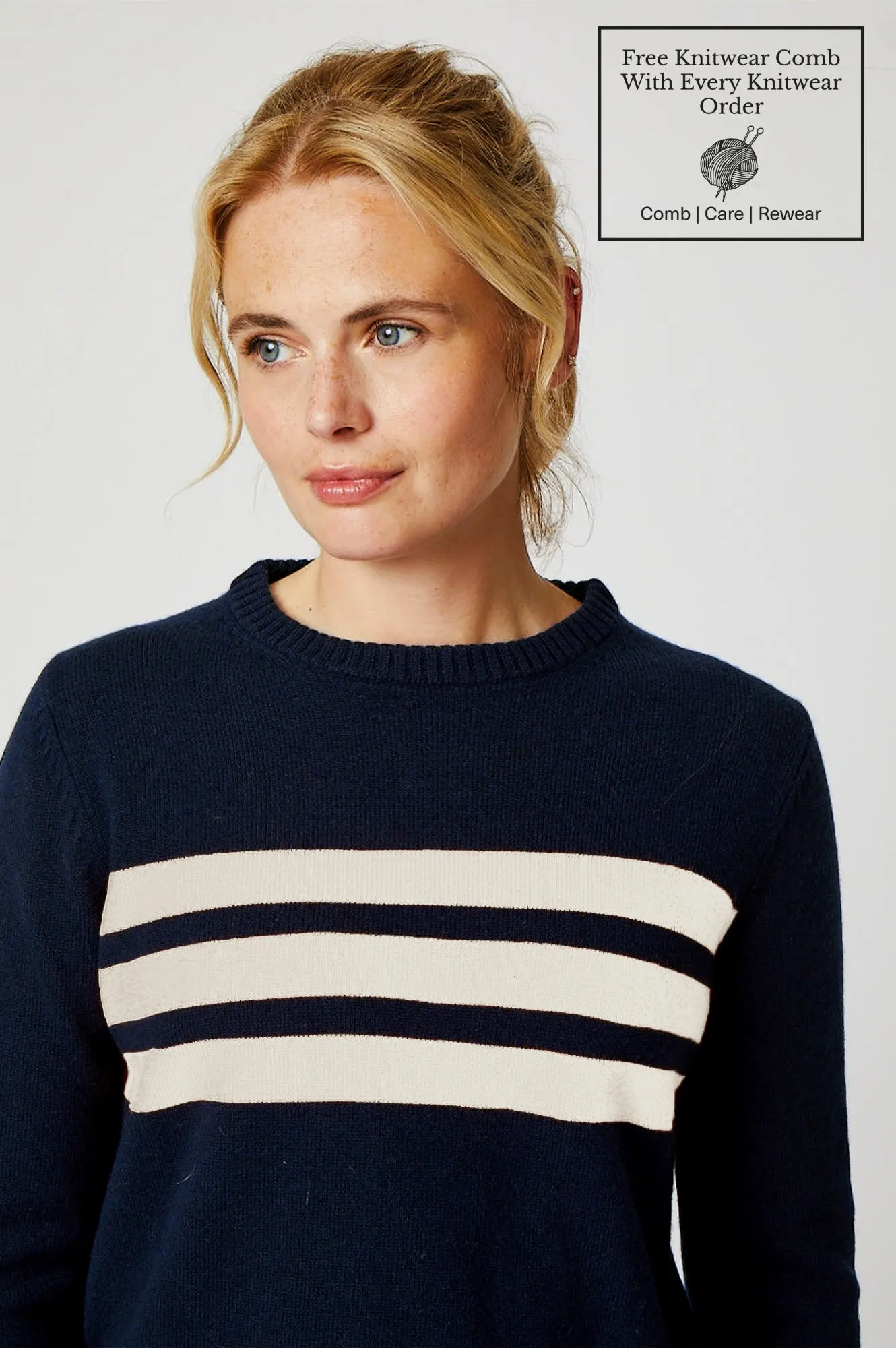 Merino Wool Cali Jumper | Navy/Cream