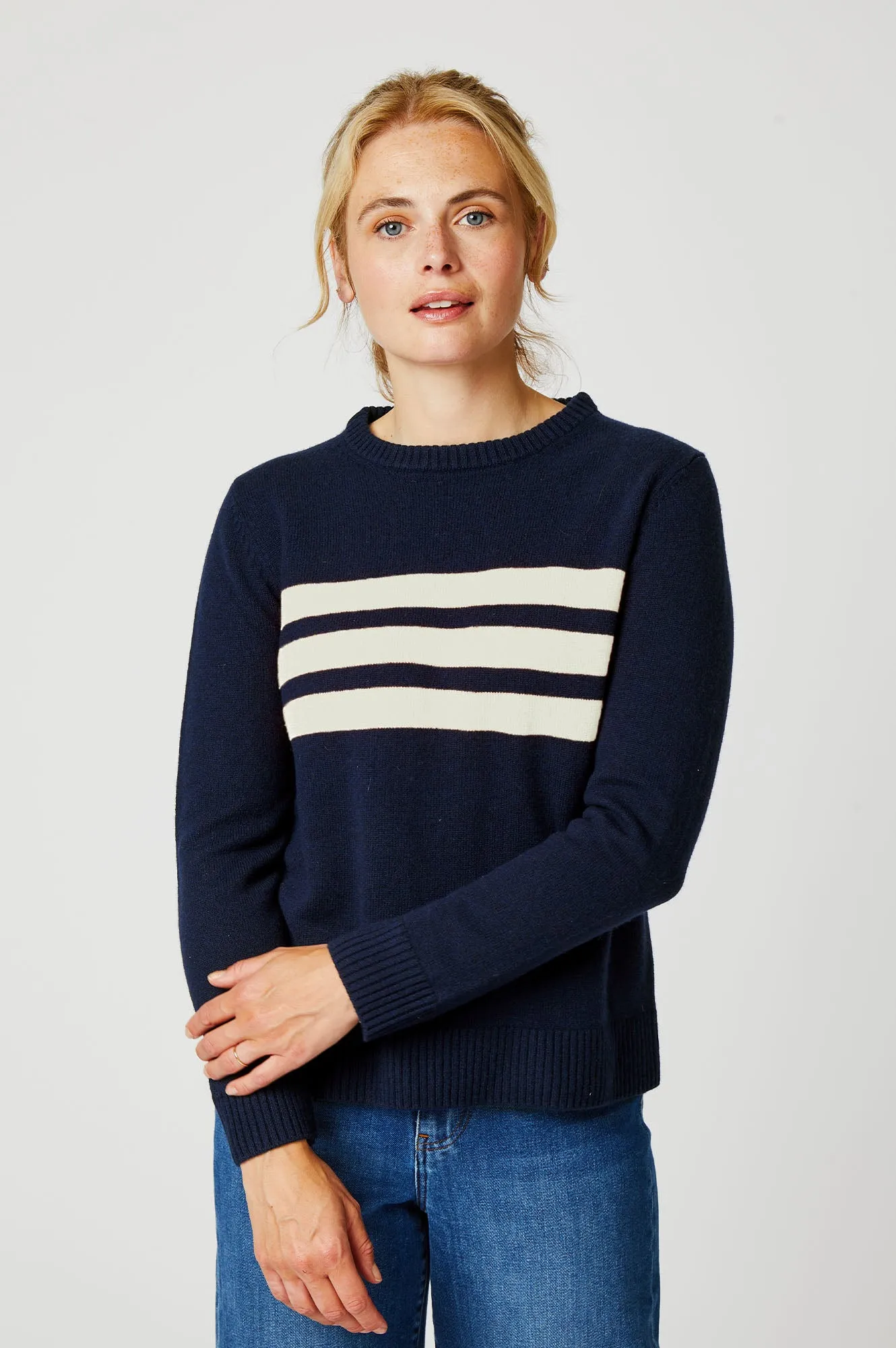 Merino Wool Cali Jumper | Navy/Cream