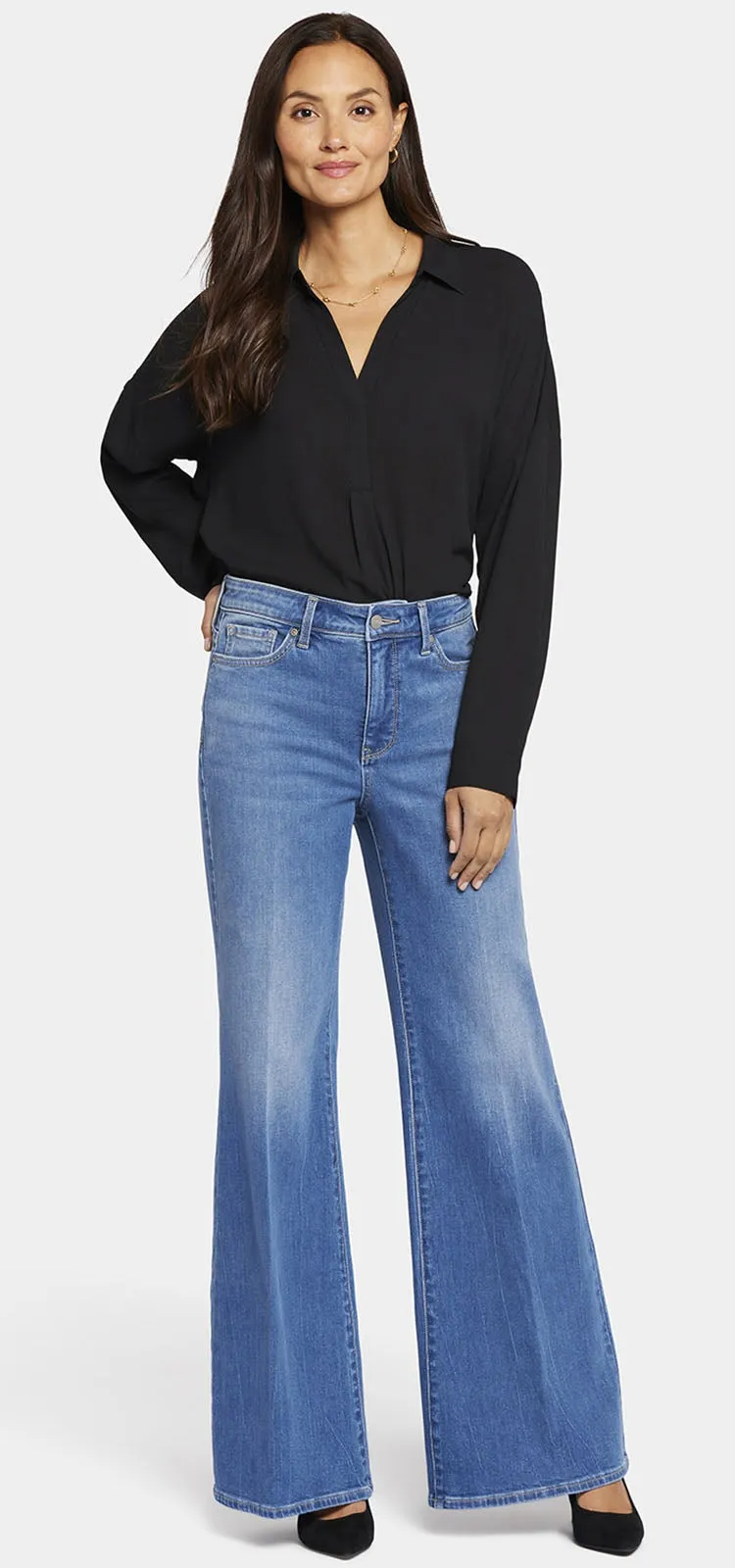 Mia Palazzo Jeans Mediumblauw Premium Denim | Fairmont