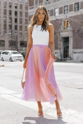 Mina Lavender Color Block Pleated Skirt - Final Sale