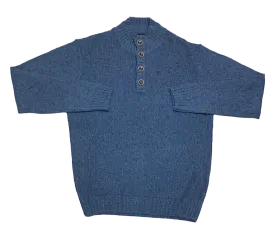 Modango Italian Made Mock Button Sweater, Blue