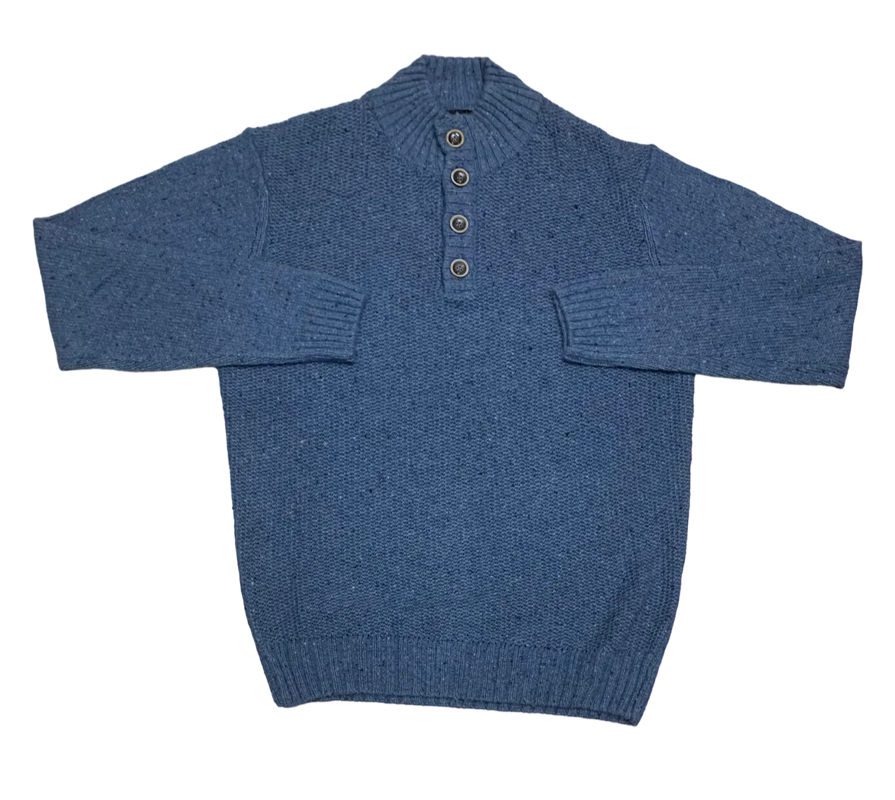 Modango Italian Made Mock Button Sweater, Blue