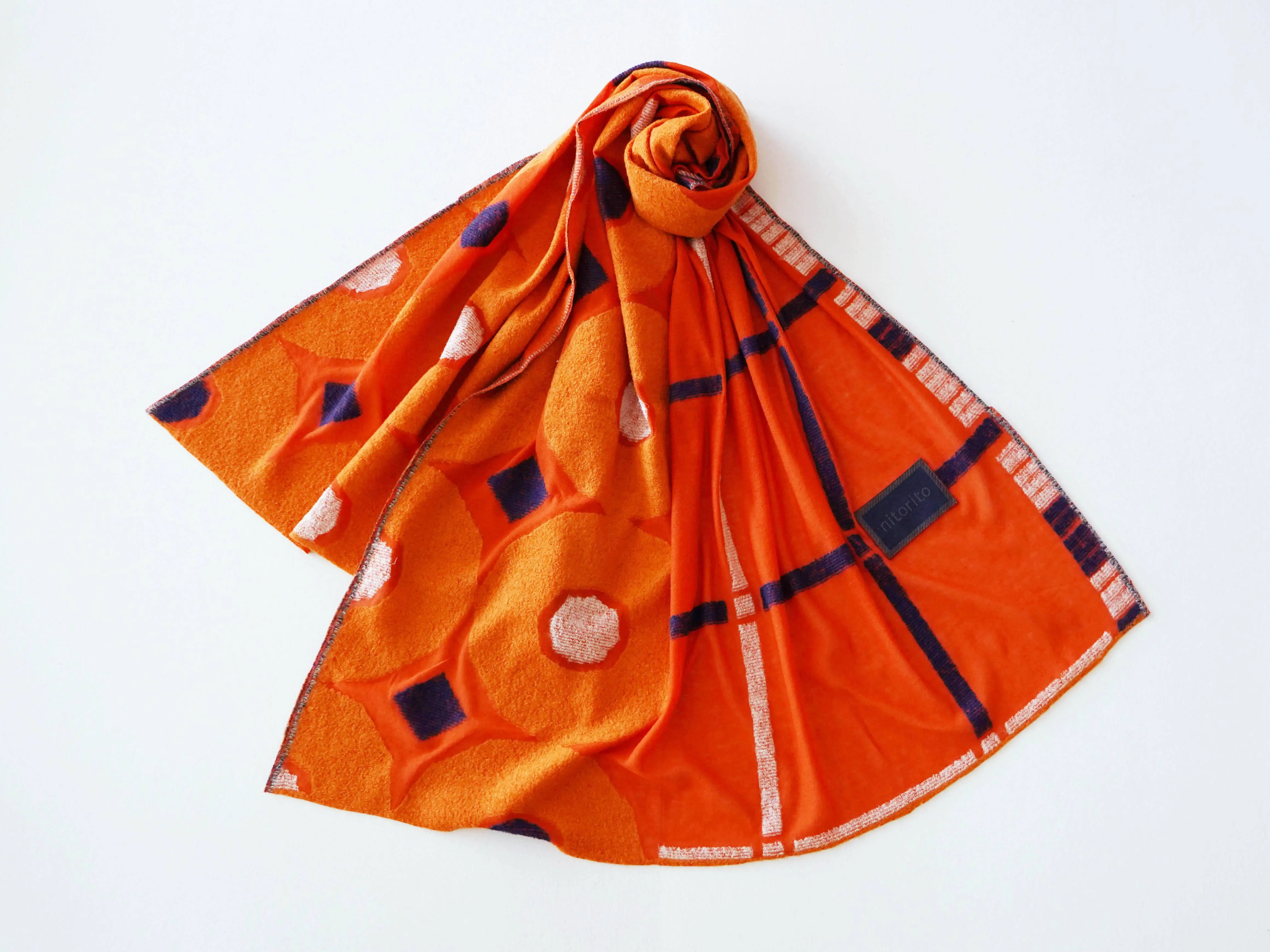 NITORITO | Scarf | Hanamaru - Navy / Orange