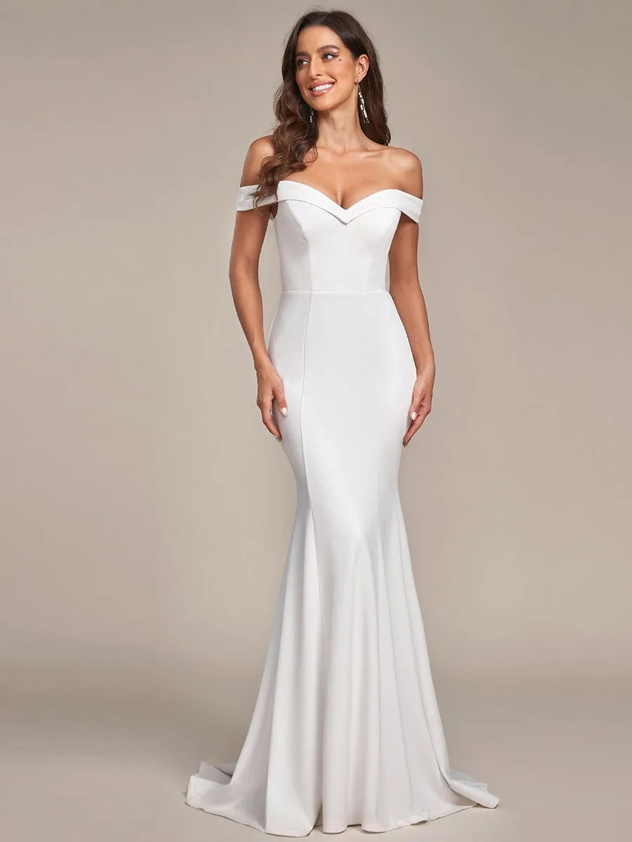 Off the Shoulder Mermaid Corset Eloping Dress for Wedding