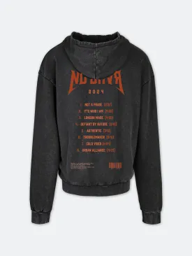 On Tour Acid Wash Orange Print Hoodie (Black)