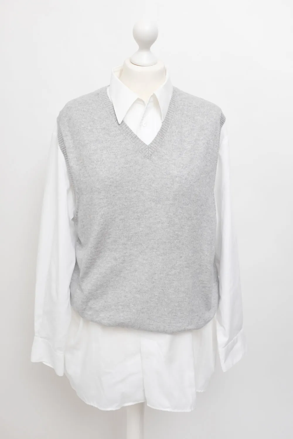 PALE GREY CASHMERE COTTON VEST