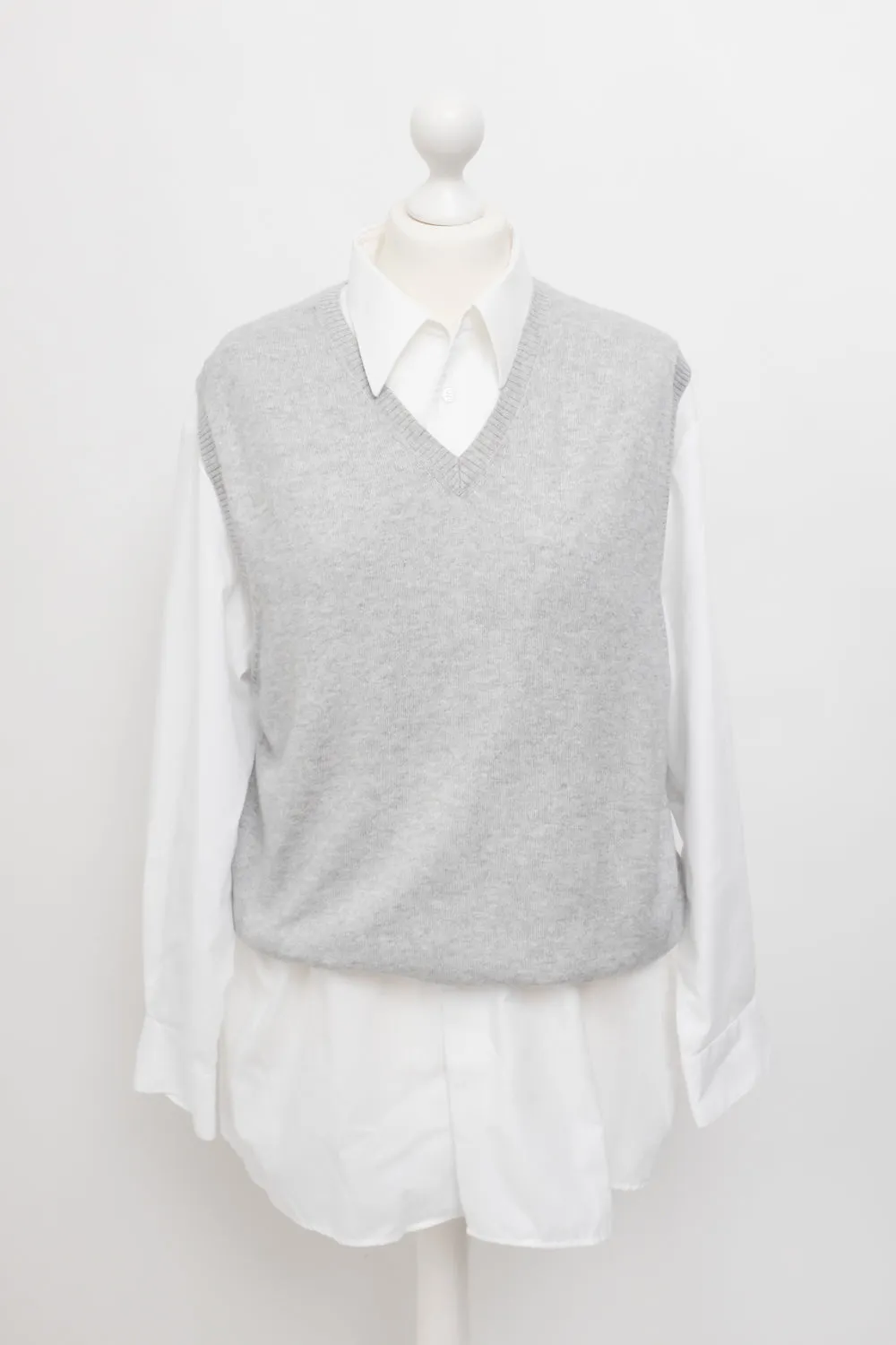 PALE GREY CASHMERE COTTON VEST