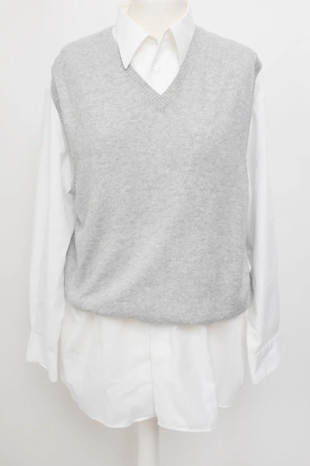 PALE GREY CASHMERE COTTON VEST